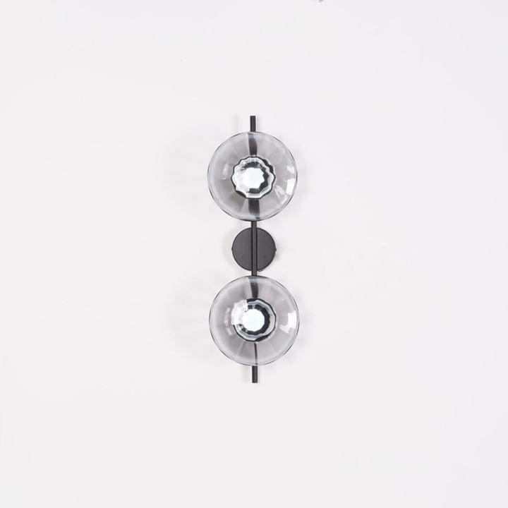 Wall Mounted Sconce Lamp - Dual Disc Shade on Vertical Stem