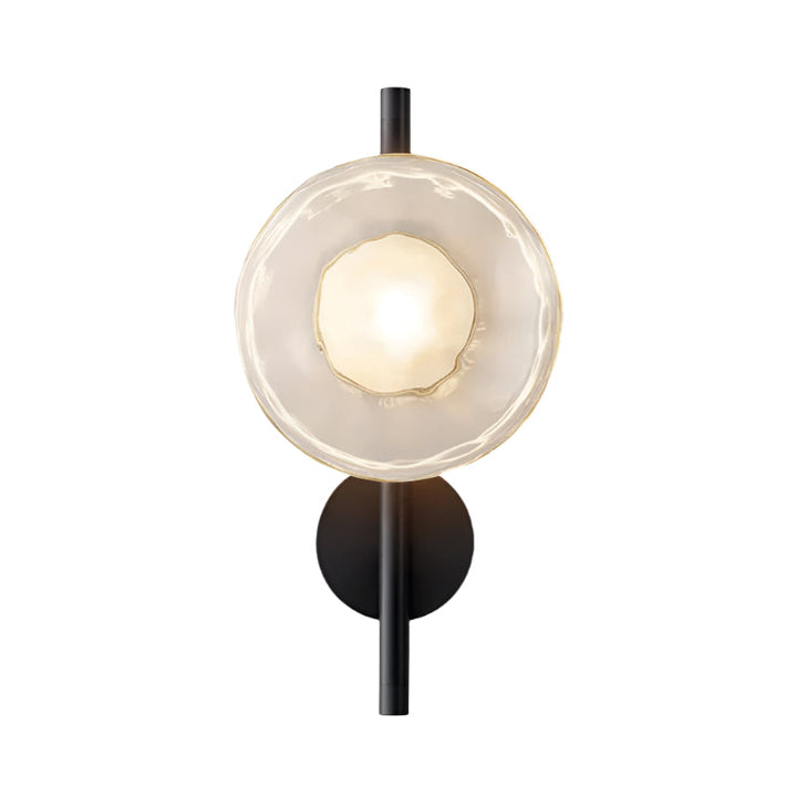Wall Mounted Sconce Lamp - Dual Disc Shade on Vertical Stem