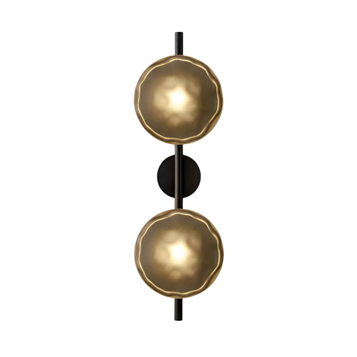 Wall Mounted Sconce Lamp - Dual Disc Shade on Vertical Stem