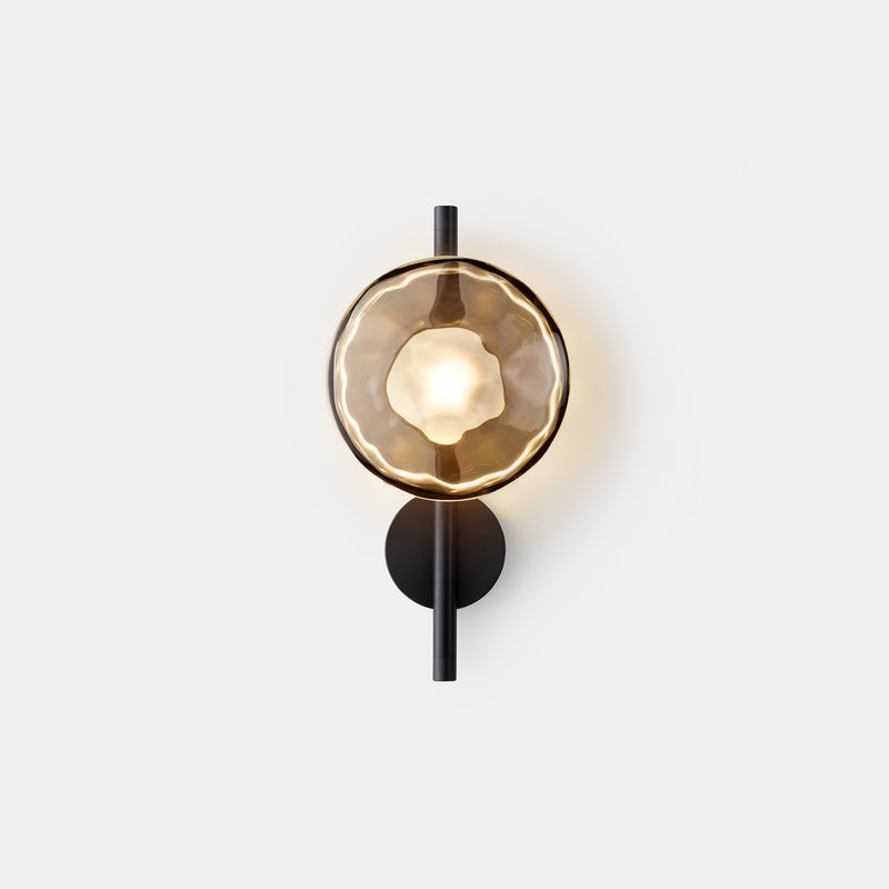 Wall Mounted Sconce Lamp - Dual Disc Shade on Vertical Stem