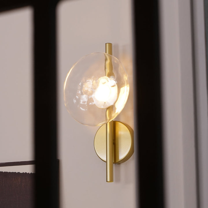 Wall Mounted Sconce Lamp - Dual Disc Shade on Vertical Stem