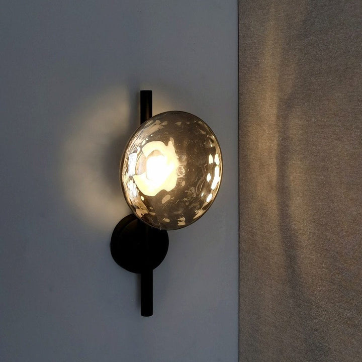 Wall Mounted Sconce Lamp - Dual Disc Shade on Vertical Stem