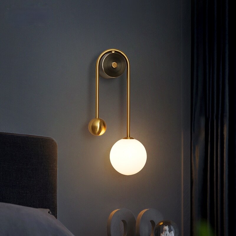 Wall Mounted Sconce Lamp - Dual Globe on Curved Arm