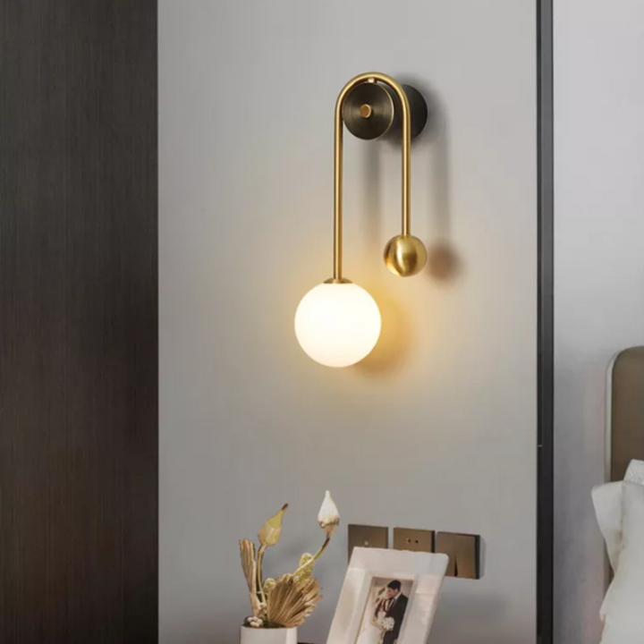 Wall Mounted Sconce Lamp - Dual Globe on Curved Arm