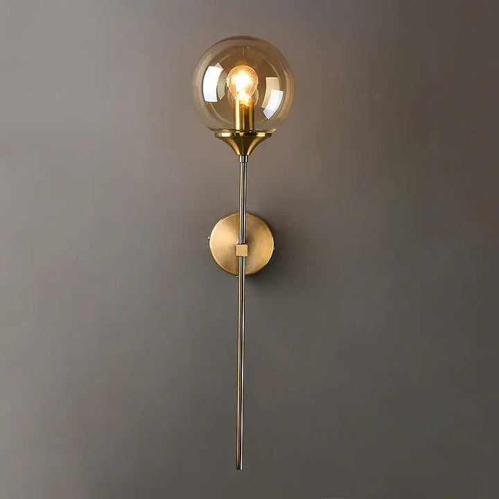 Wall Mounted Sconce Lamp - Globe Shade on Slim Stem