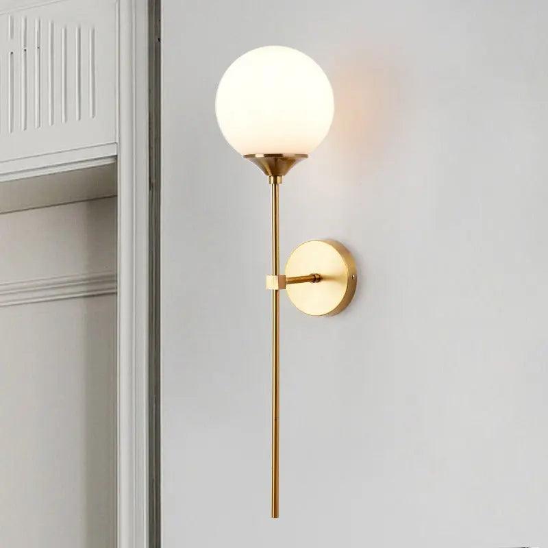 Wall Mounted Sconce Lamp - Globe Shade on Slim Stem