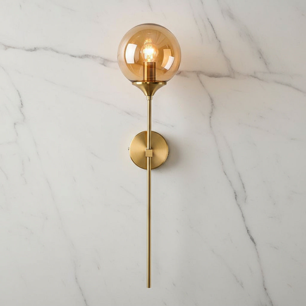 Wall Mounted Sconce Lamp - Globe Shade on Slim Stem