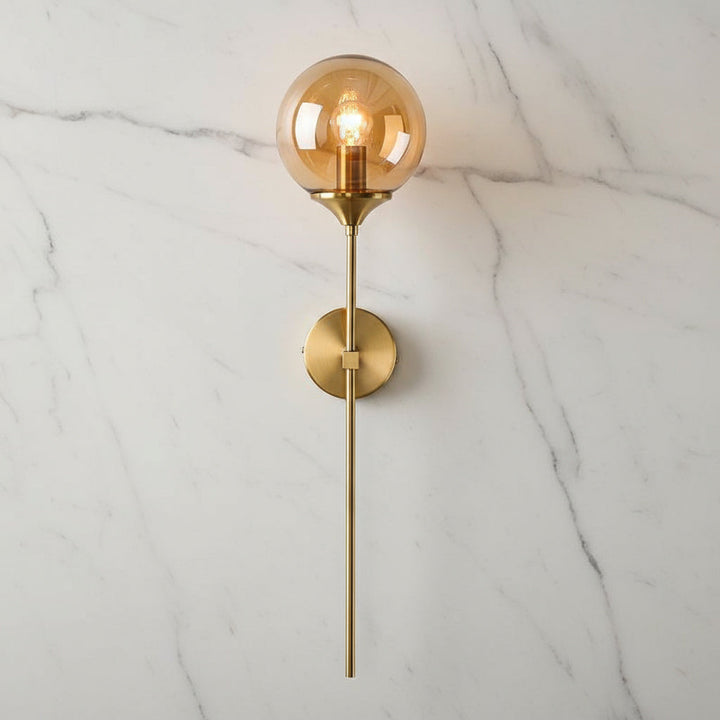 Wall Mounted Sconce Lamp - Globe Shade on Slim Stem