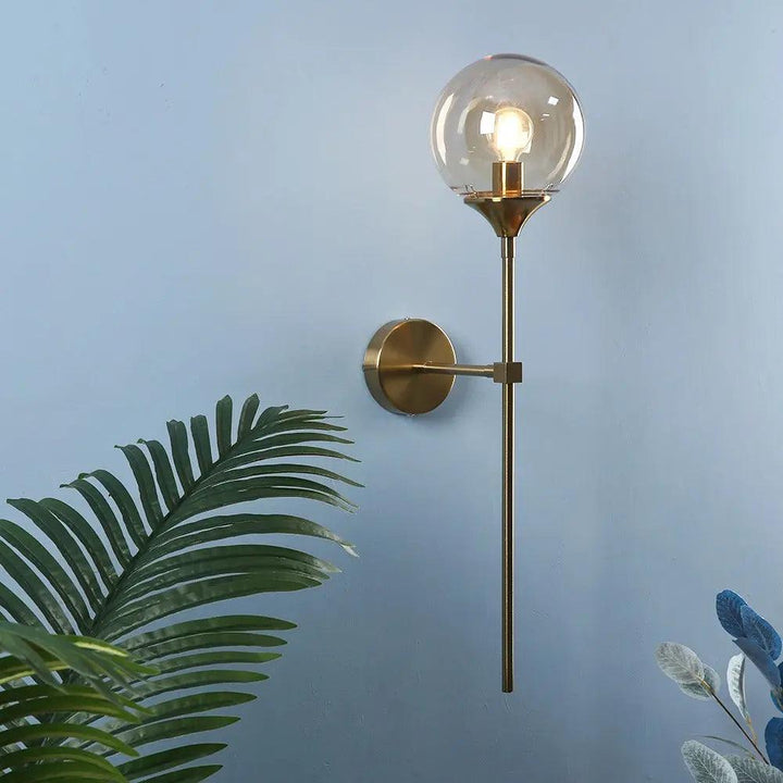 Wall Mounted Sconce Lamp - Globe Shade on Slim Stem