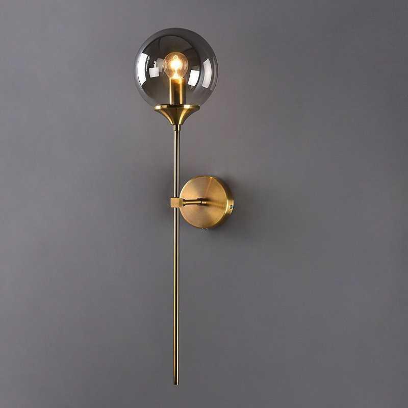 Wall Mounted Sconce Lamp - Globe Shade on Slim Stem