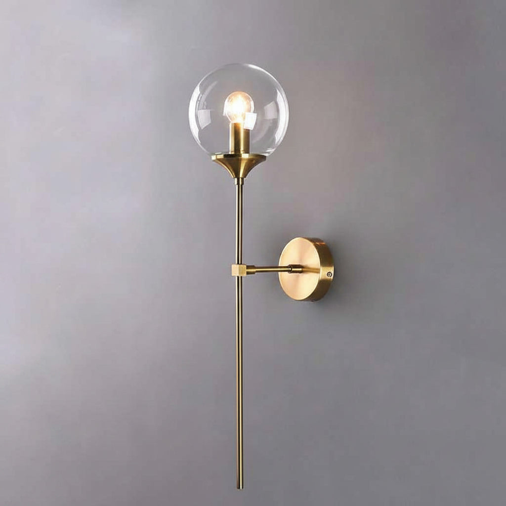 Wall Mounted Sconce Lamp - Globe Shade on Slim Stem