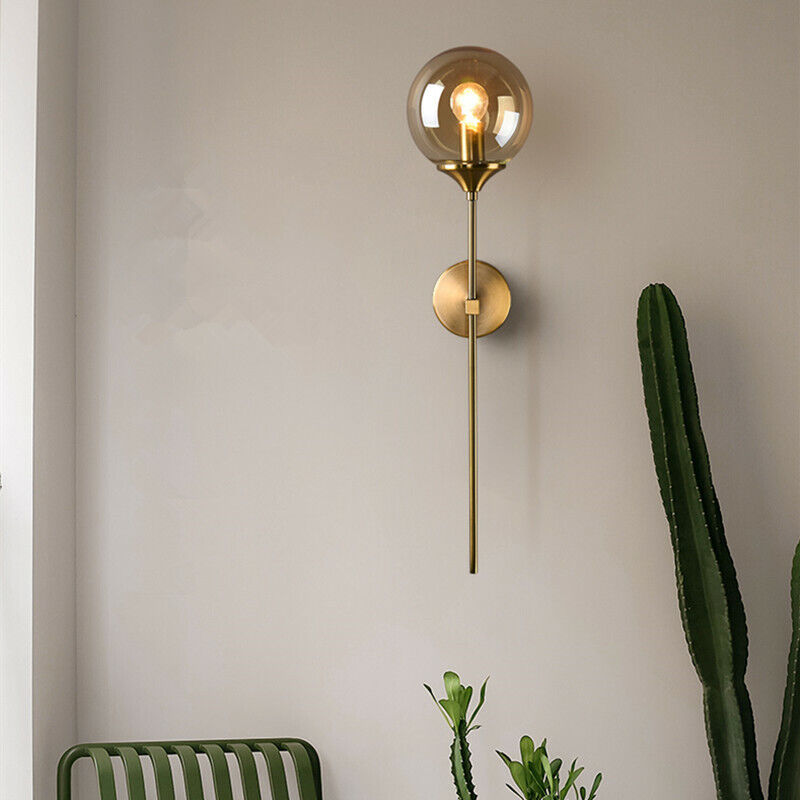 Wall Mounted Sconce Lamp - Globe Shade on Slim Stem