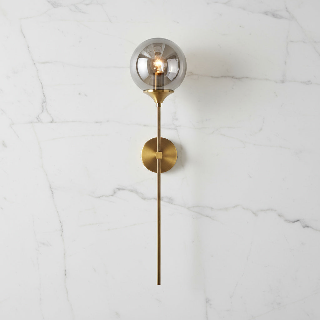 Wall Mounted Sconce Lamp - Globe Shade on Slim Stem
