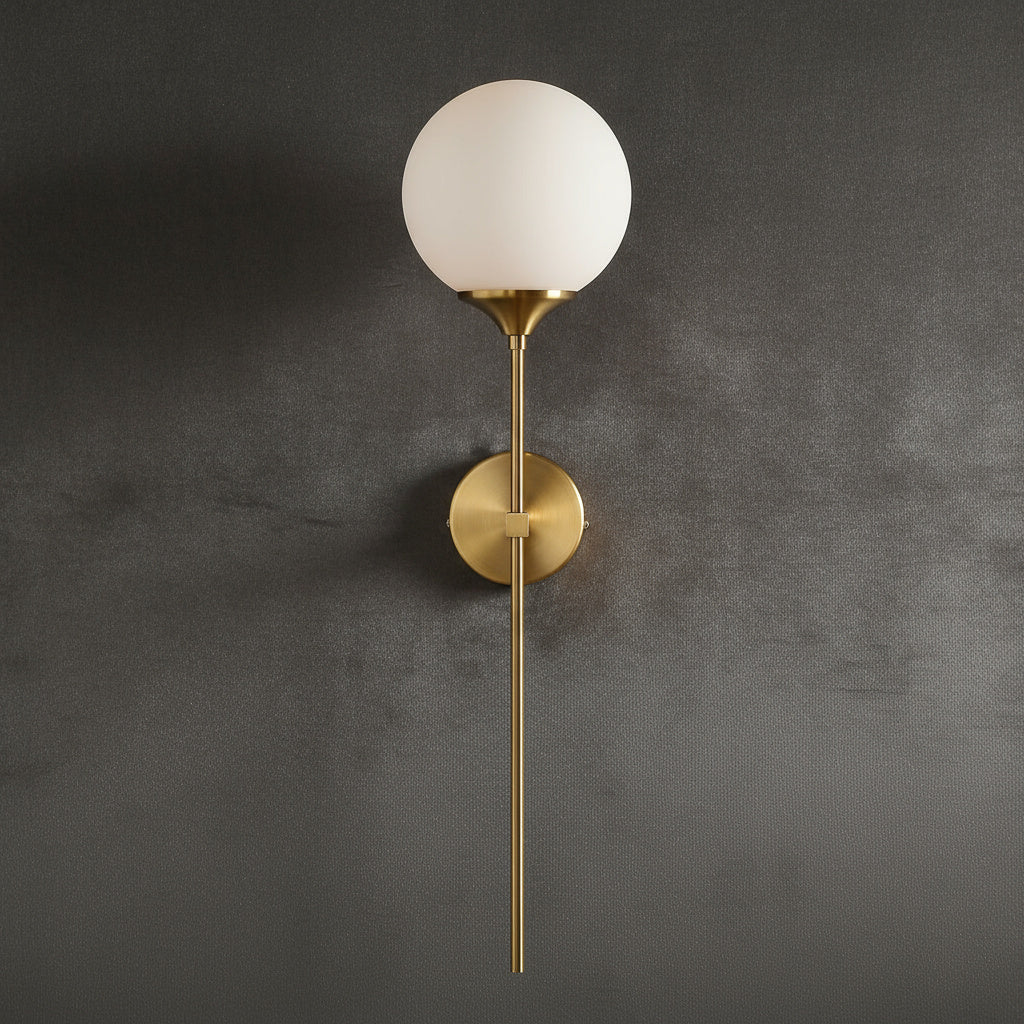 Wall Mounted Sconce Lamp - Globe Shade on Slim Stem