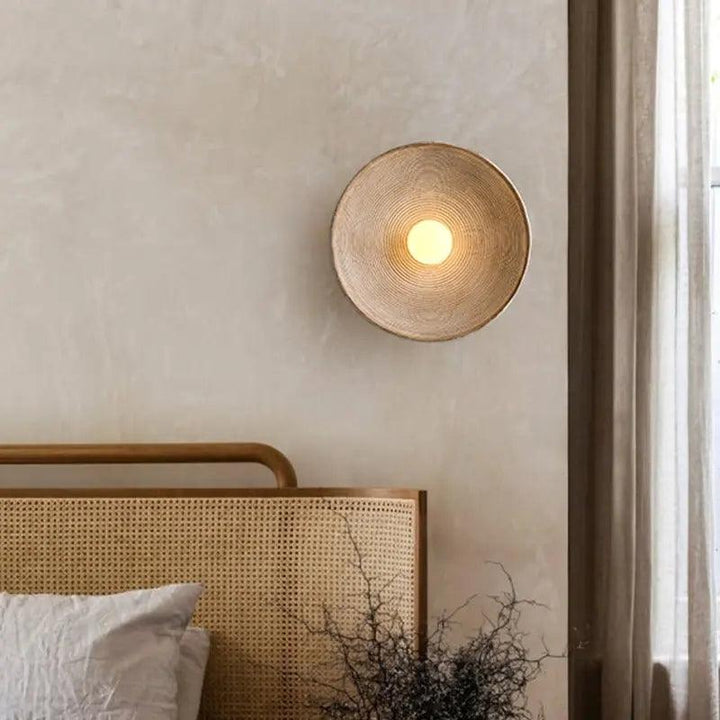 Wall Mounted Sconce Lamp - Round Disc Shade with Central Globe