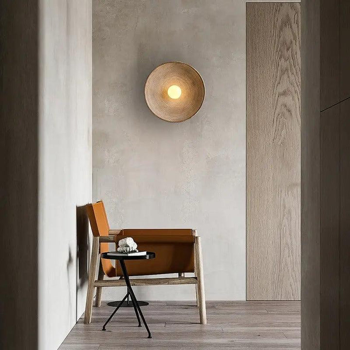 Wall Mounted Sconce Lamp - Round Disc Shade with Central Globe