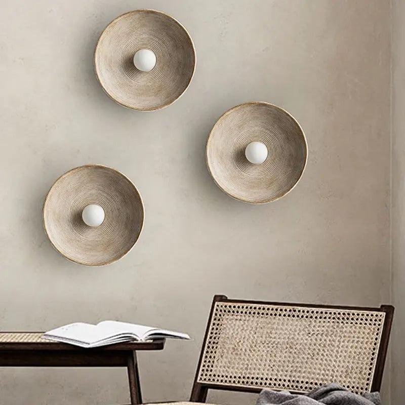 Wall Mounted Sconce Lamp - Round Disc Shade with Central Globe