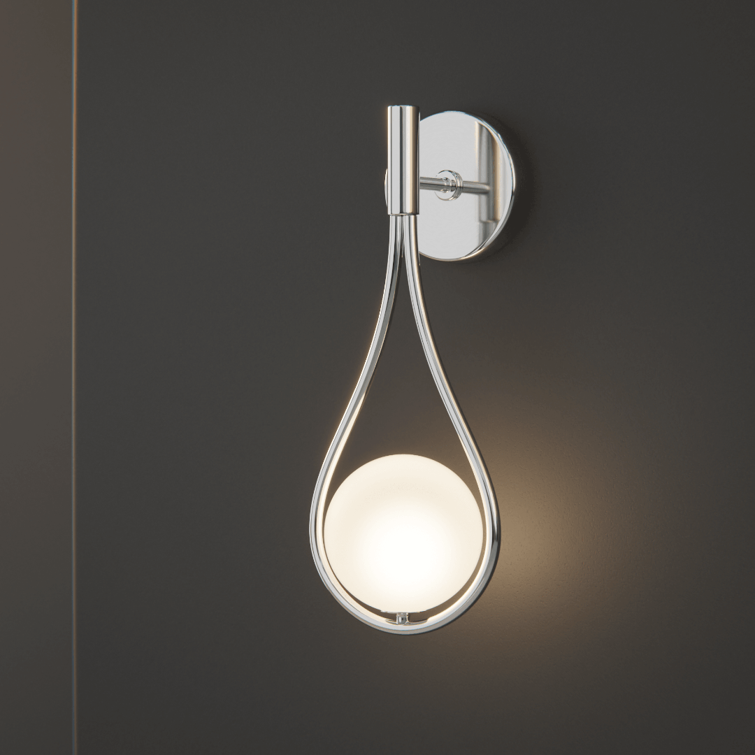 Wall Mounted Sconce Lamp - Single Globe in Teardrop Loop