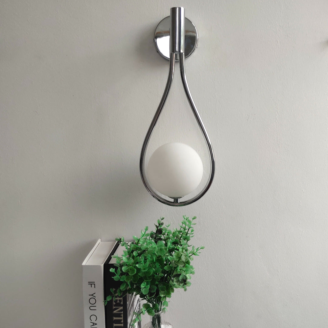 Wall Mounted Sconce Lamp - Single Globe in Teardrop Loop