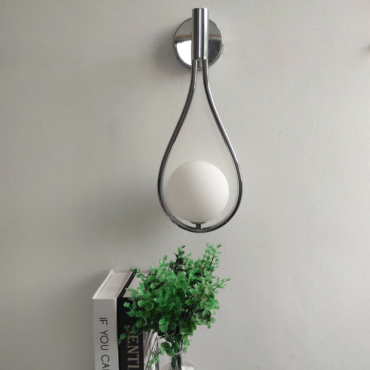 Wall Mounted Sconce Lamp - Single Globe in Teardrop Loop