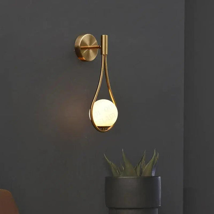 Wall Mounted Sconce Lamp - Single Globe in Teardrop Loop