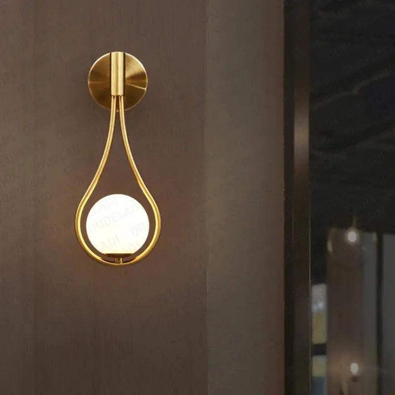 Wall Mounted Sconce Lamp - Single Globe in Teardrop Loop