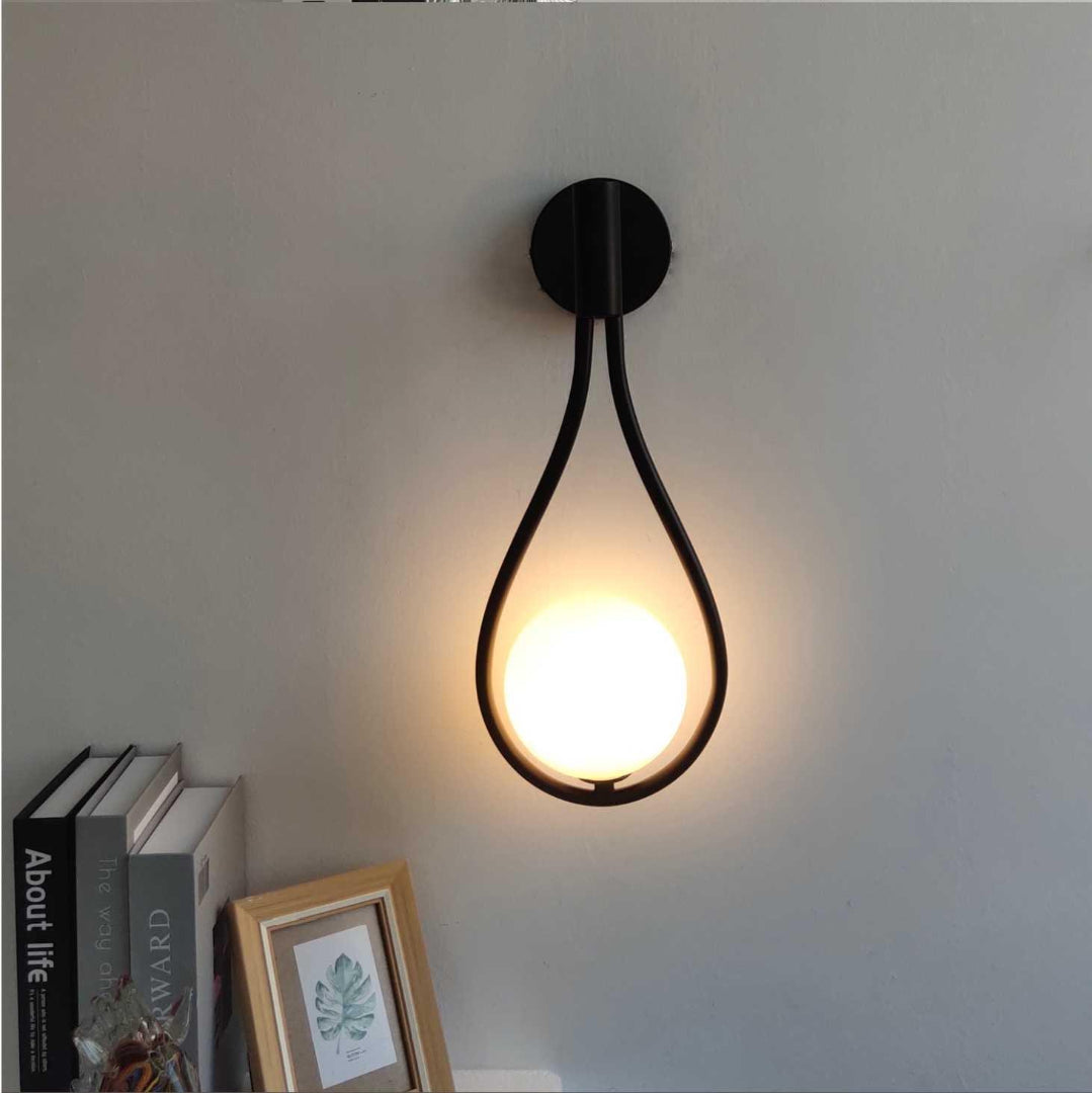 Wall Mounted Sconce Lamp - Single Globe in Teardrop Loop