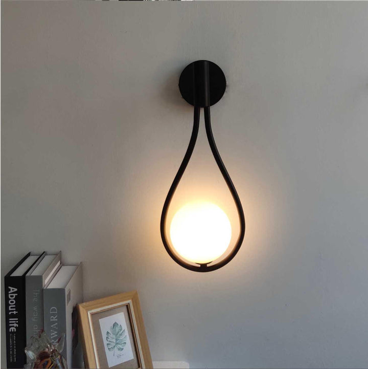Wall Mounted Sconce Lamp - Single Globe in Teardrop Loop
