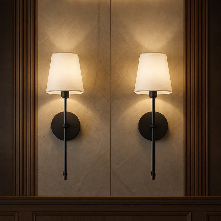 Wall Mounted Sconce Lamp - Tapered Shade with Slim Stem