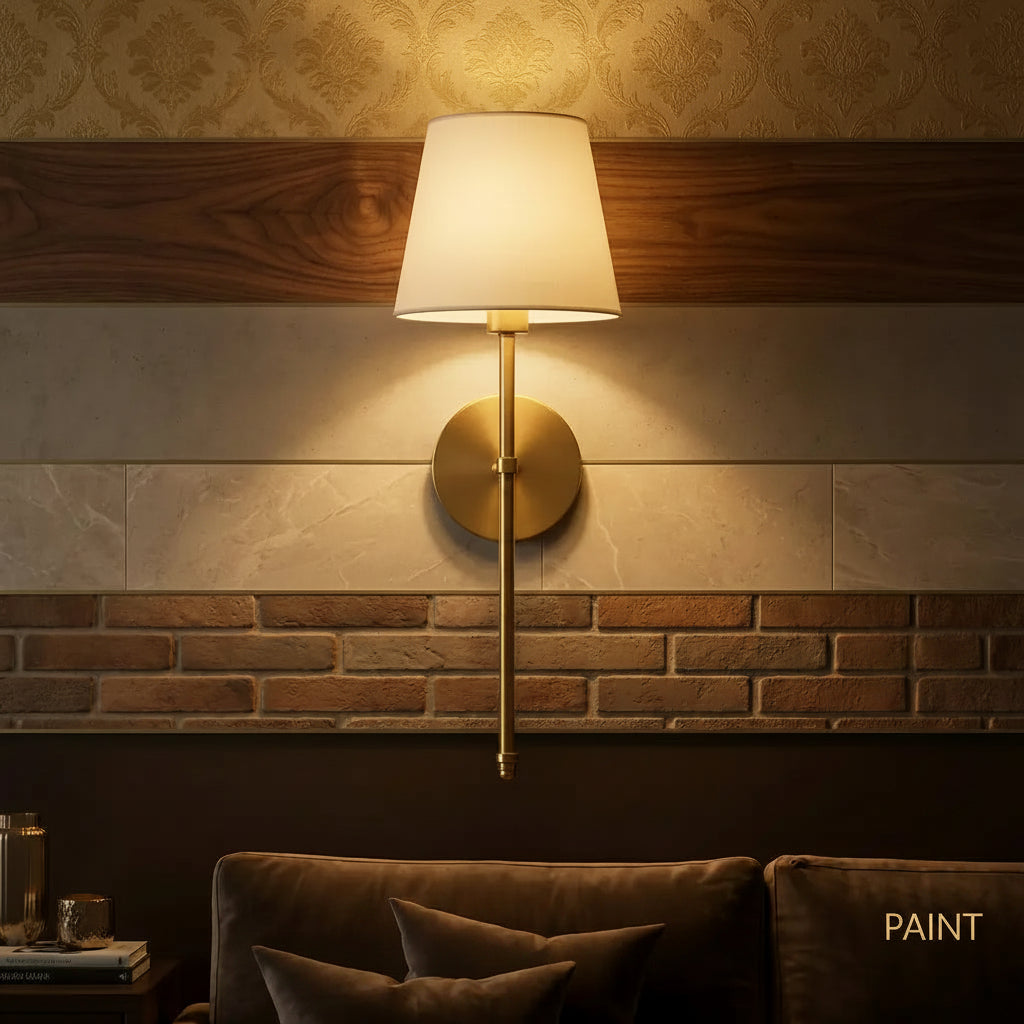 Wall Mounted Sconce Lamp - Tapered Shade with Slim Stem