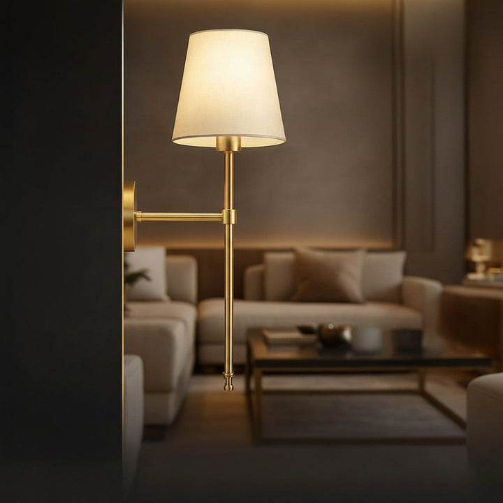 Wall Mounted Sconce Lamp - Tapered Shade with Slim Stem