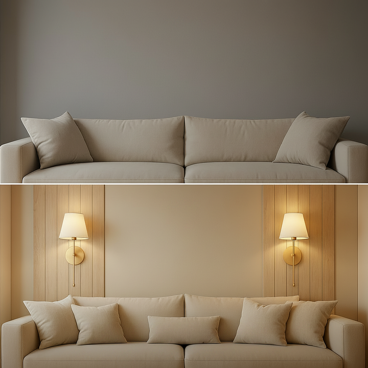 Wall Mounted Sconce Lamp - Tapered Shade with Slim Stem
