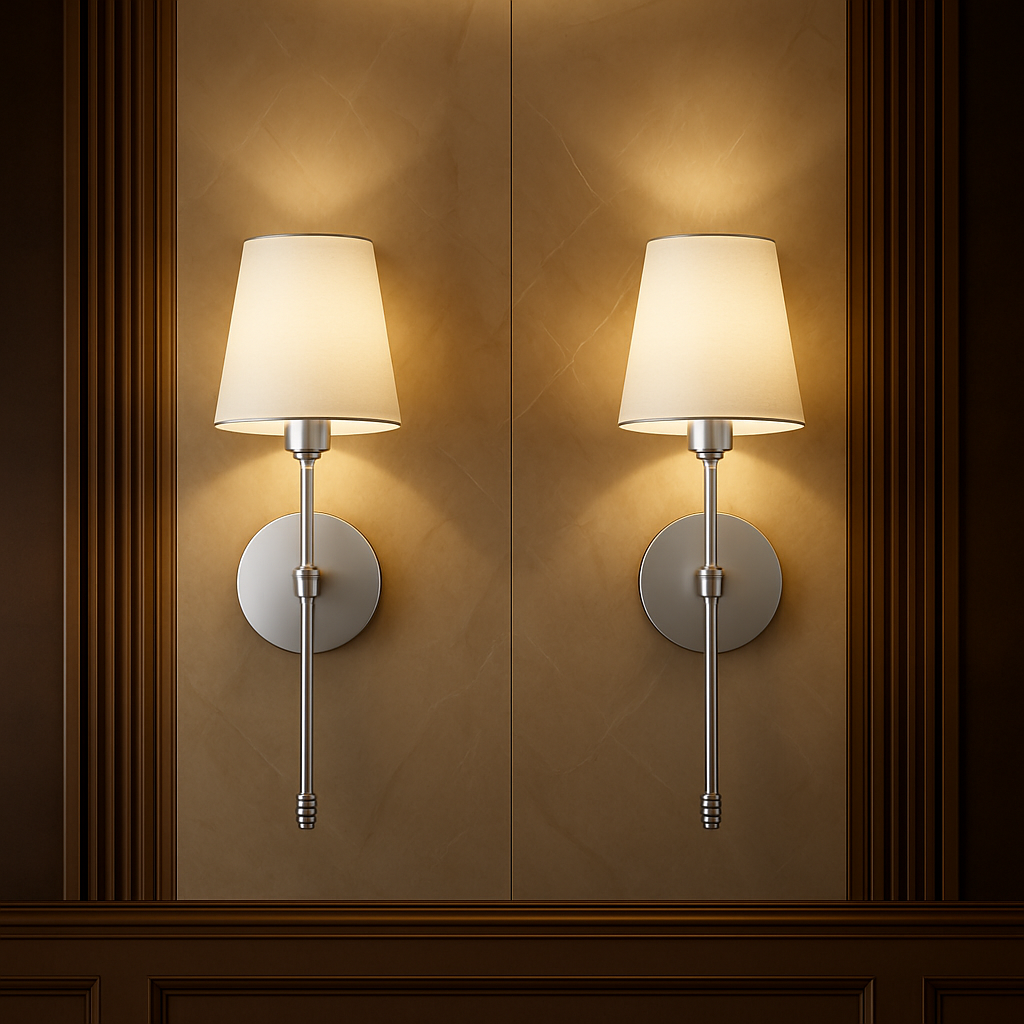 Wall Mounted Sconce Lamp - Tapered Shade with Slim Stem