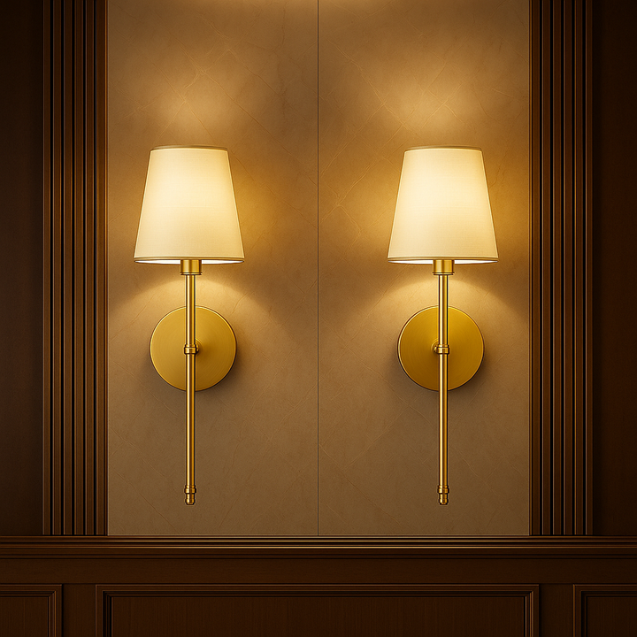 Wall Mounted Sconce Lamp - Tapered Shade with Slim Stem