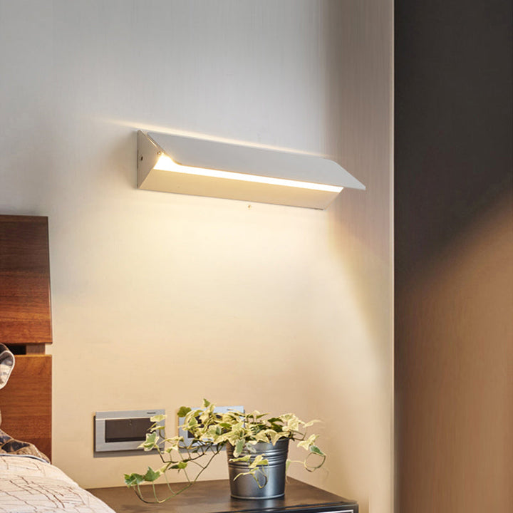 Wall Mounted Sconce Lamp Angled Metal Panel Shade