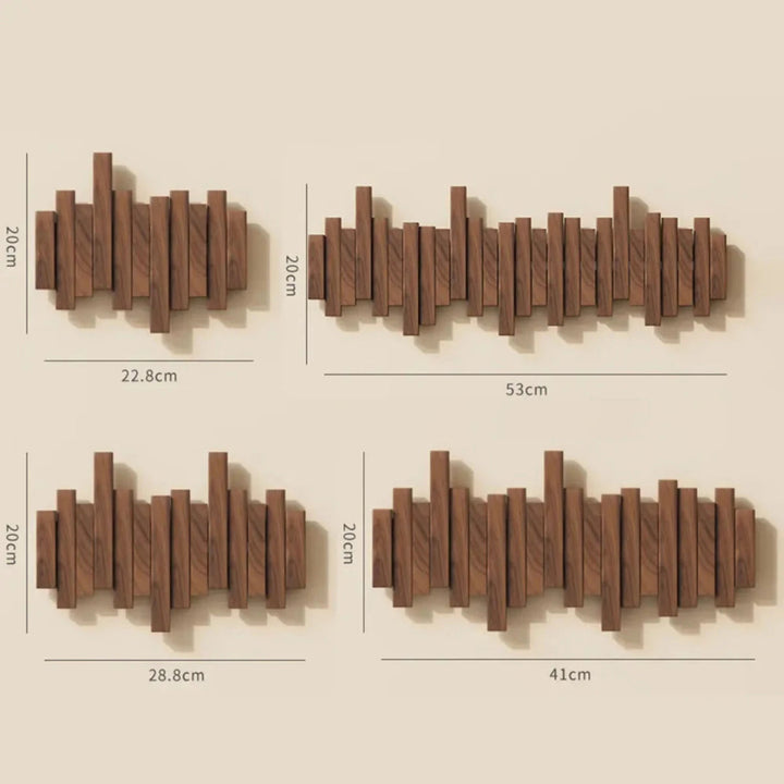 Wooden Wall Coat Rack Foldable Hooks with Staggered Slat Design
