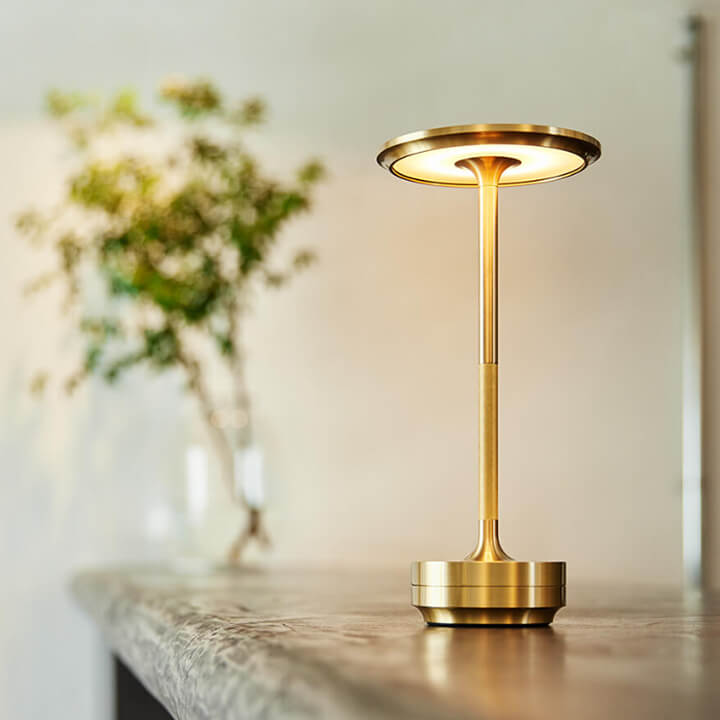 Aluminium Cordless Table Lamp | Slim Metallic Rechargeable Lamp