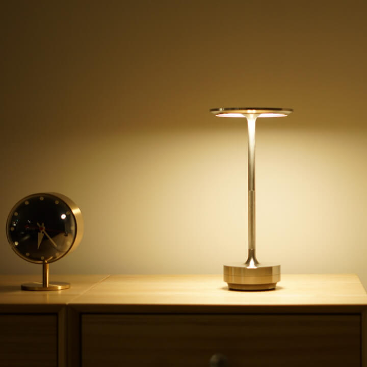 Aluminium Cordless Table Lamp | Slim Metallic Rechargeable Lamp