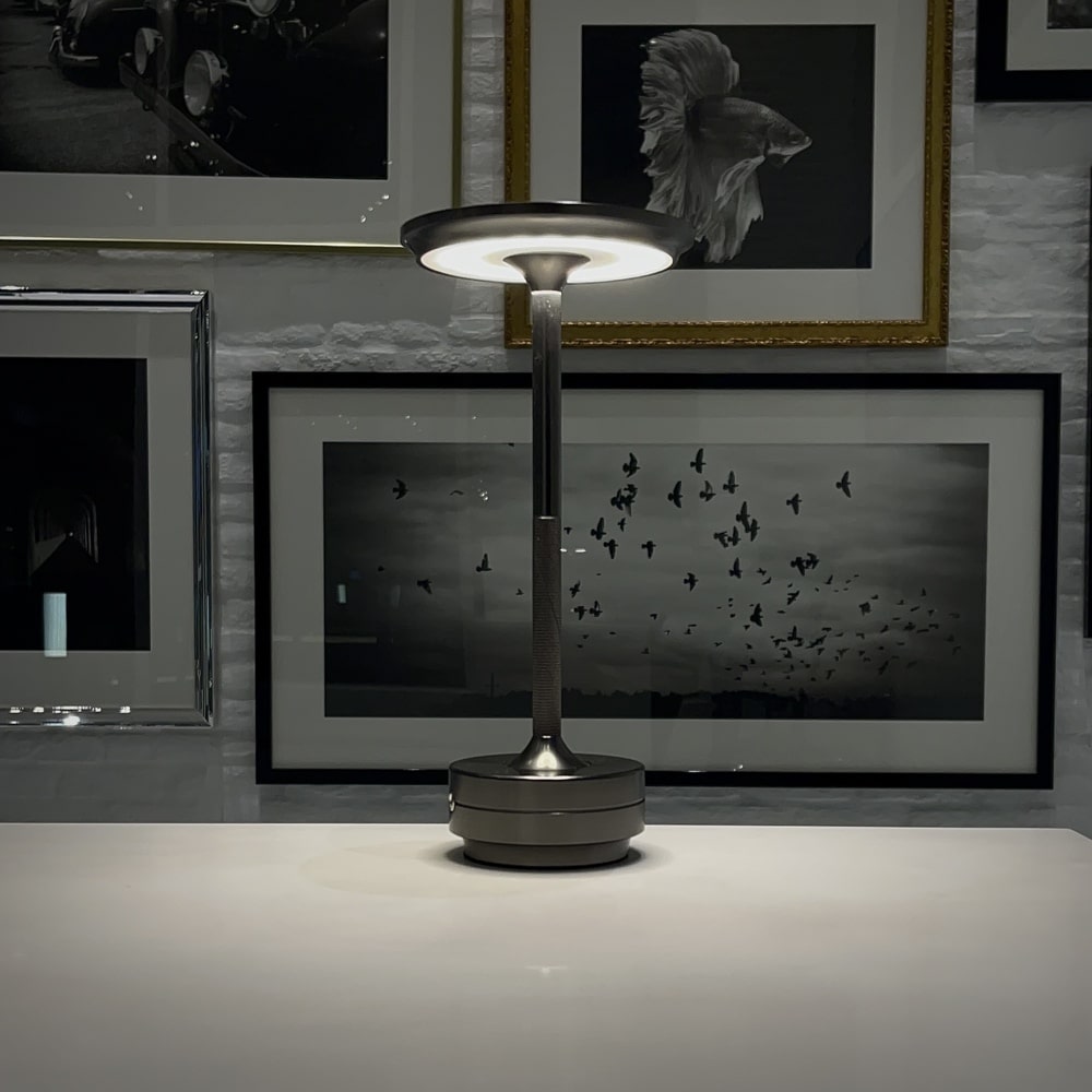 Aluminium Cordless Table Lamp | Slim Metallic Rechargeable Lamp