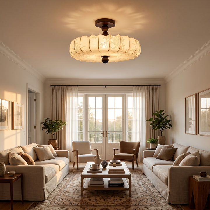 Anela Semi-Flush Mount Ceiling Light - Scalloped Edge