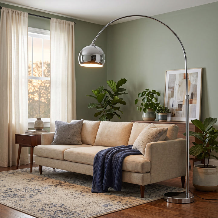 Arc Floor Lamp - Curved with Dome Shade