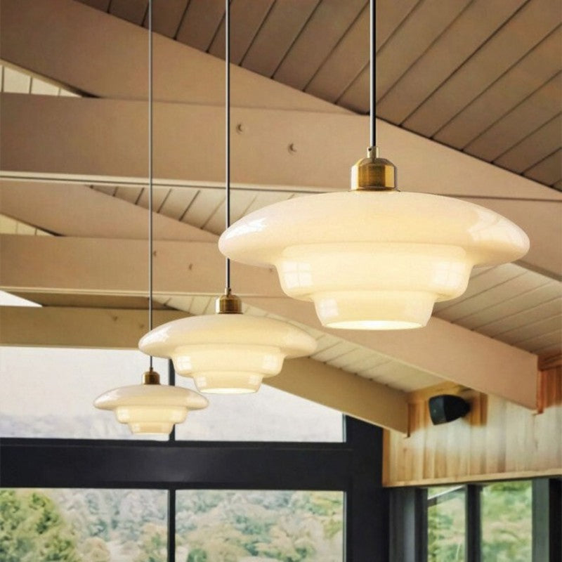 Arielle | Art Deco Brass Glass Pendant Ceiling Light