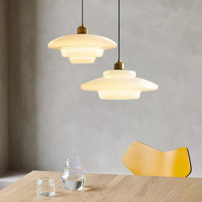 Arielle | Art Deco Brass Glass Pendant Ceiling Light