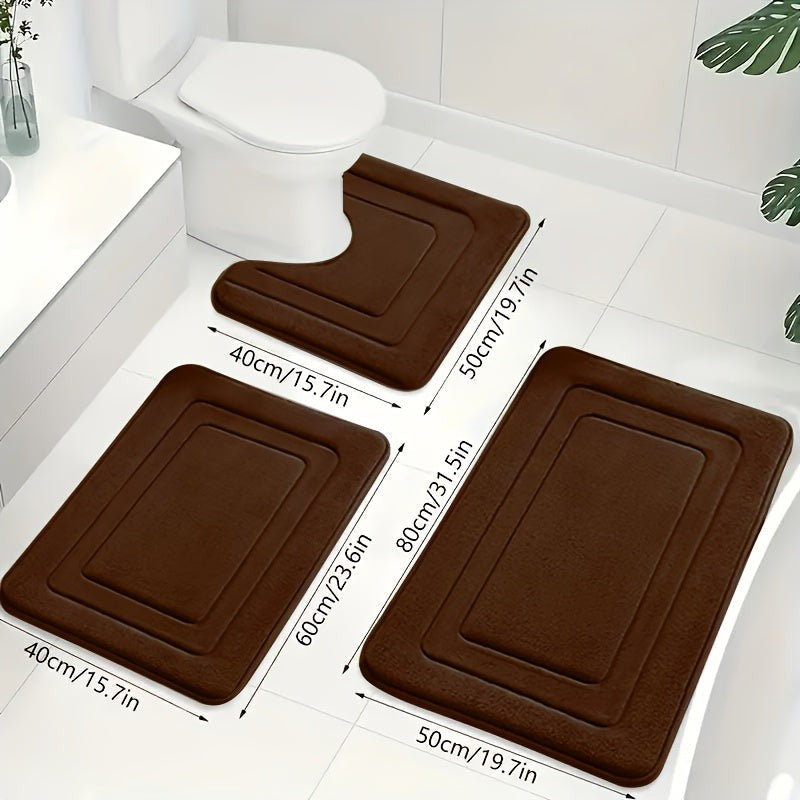 Bath Mat Set - U-Shaped Toilet Mat with Rectangular Mats