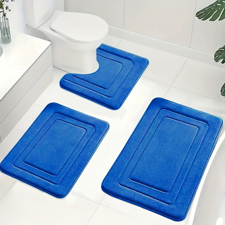 Bath Mat Set - U-Shaped Toilet Mat with Rectangular Mats