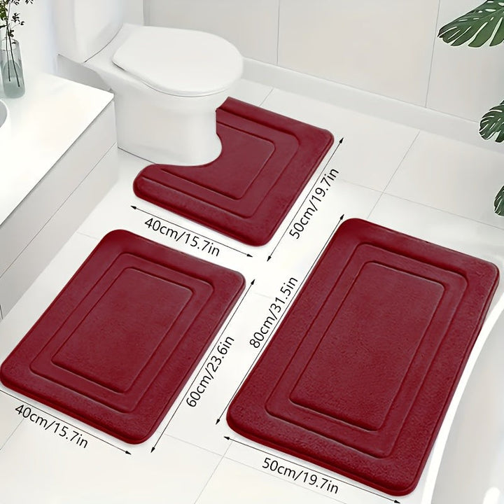 Bath Mat Set - U-Shaped Toilet Mat with Rectangular Mats