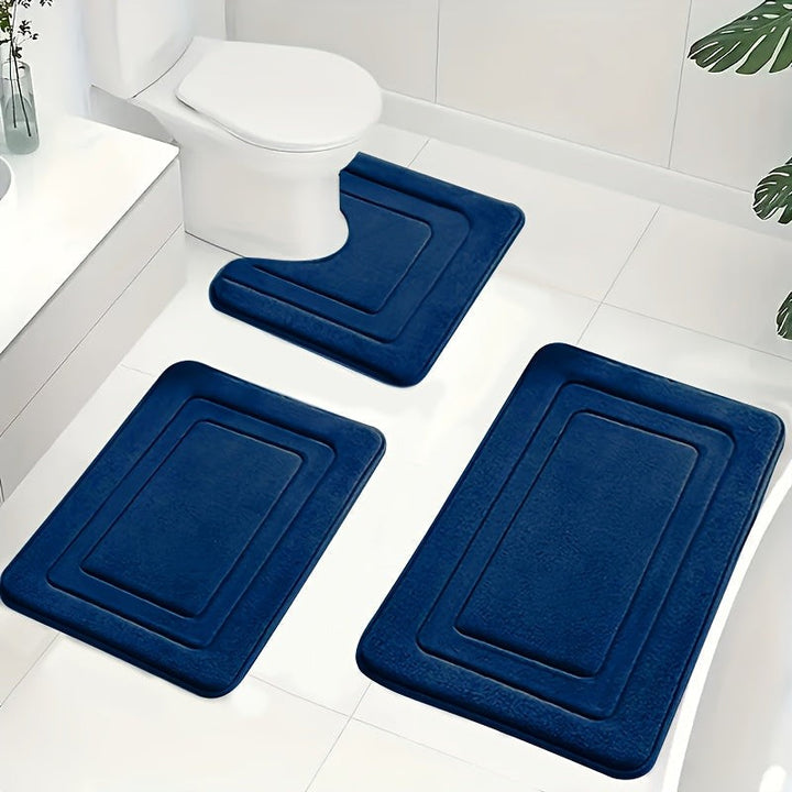 Bath Mat Set - U-Shaped Toilet Mat with Rectangular Mats