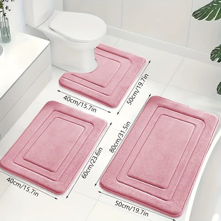 Bath Mat Set - U-Shaped Toilet Mat with Rectangular Mats