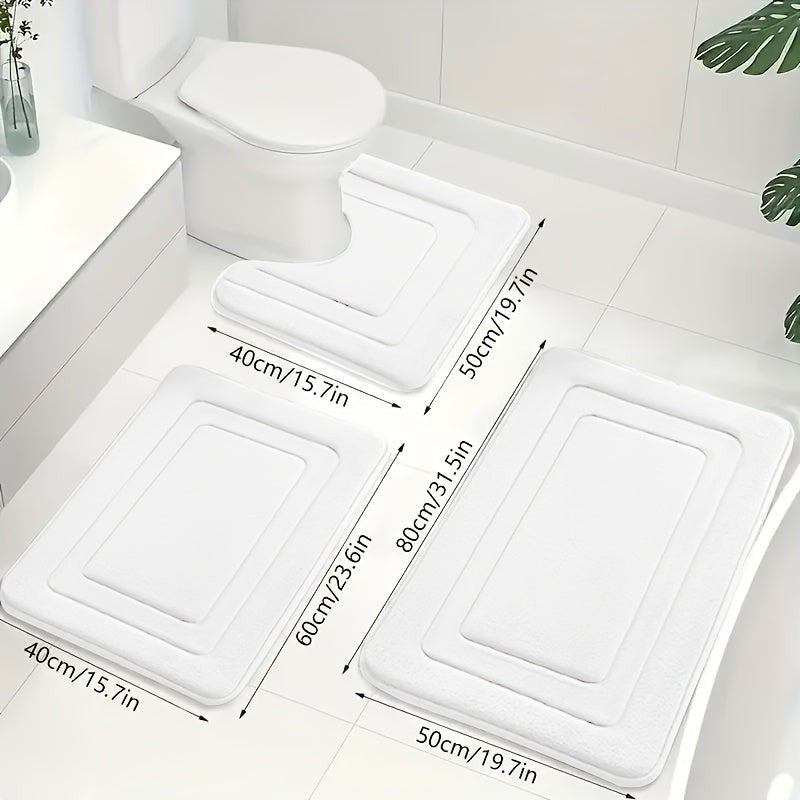 Bath Mat Set - U-Shaped Toilet Mat with Rectangular Mats