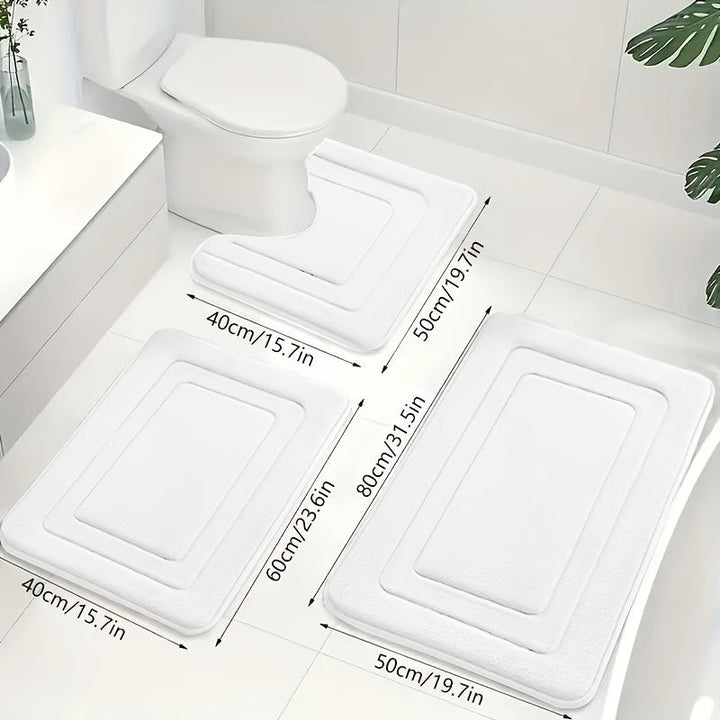 Bath Mat Set - U-Shaped Toilet Mat with Rectangular Mats